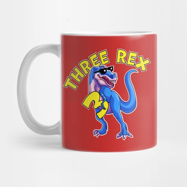 Three Rex 3rd Birthday Funny Dinosaur Trex by OrangeMonkeyArt